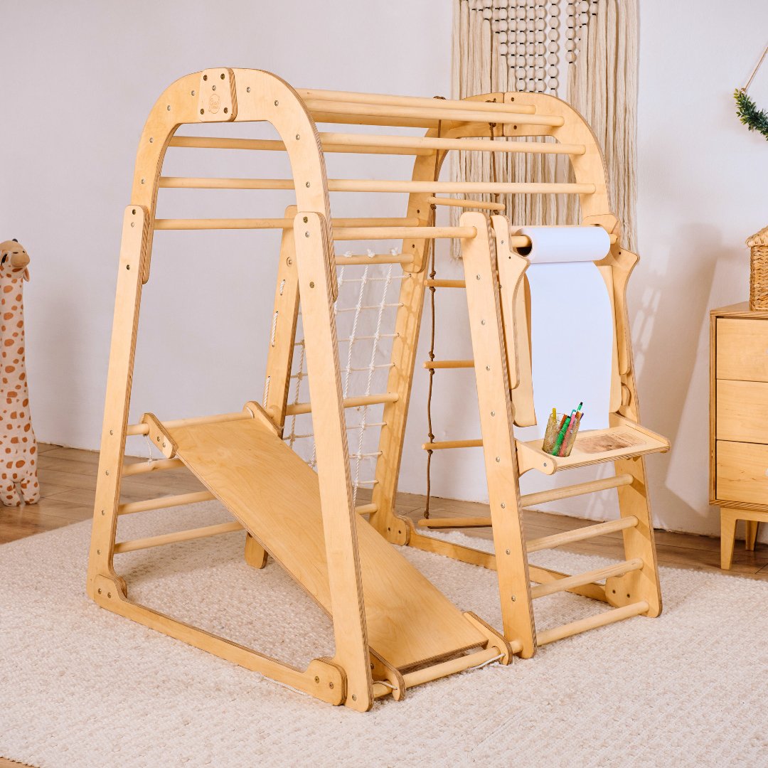 Indoor Playground for Toddlers - 7in1 Playground + Swings Set + Slide Board + Art Set 