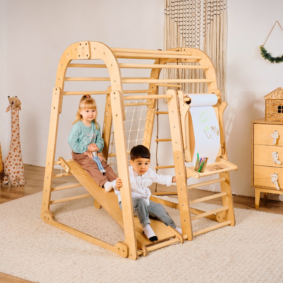 Indoor Playground for Toddlers - 7in1 Playground + Swings Set + Slide Board + Art Set 