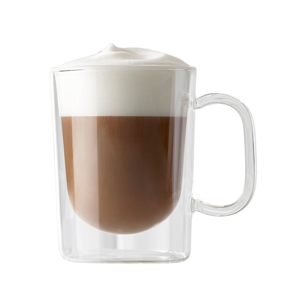 Insulated Double-Wall Glass Coffee Tea Hot or Cold Beverage Mug 2 Piece Set 270ml, Barista