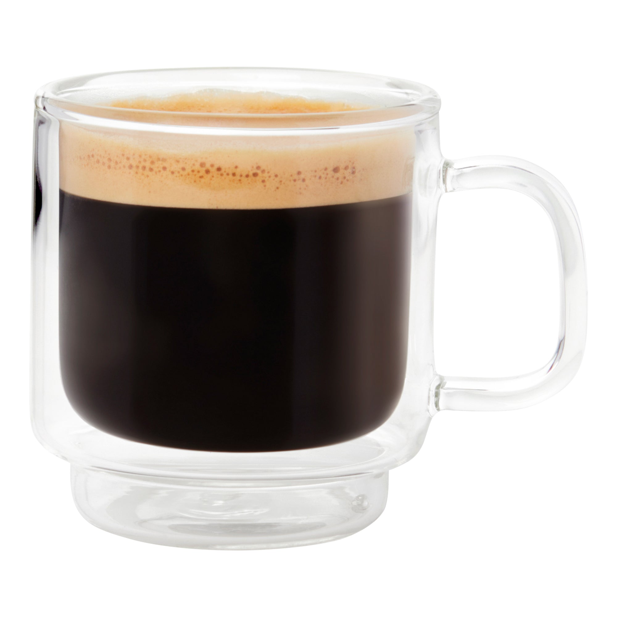 Insulated Double-Wall Glass Coffee Tea Hot or Cold Beverage Mug 2 Piece Set 90ml, Barista 