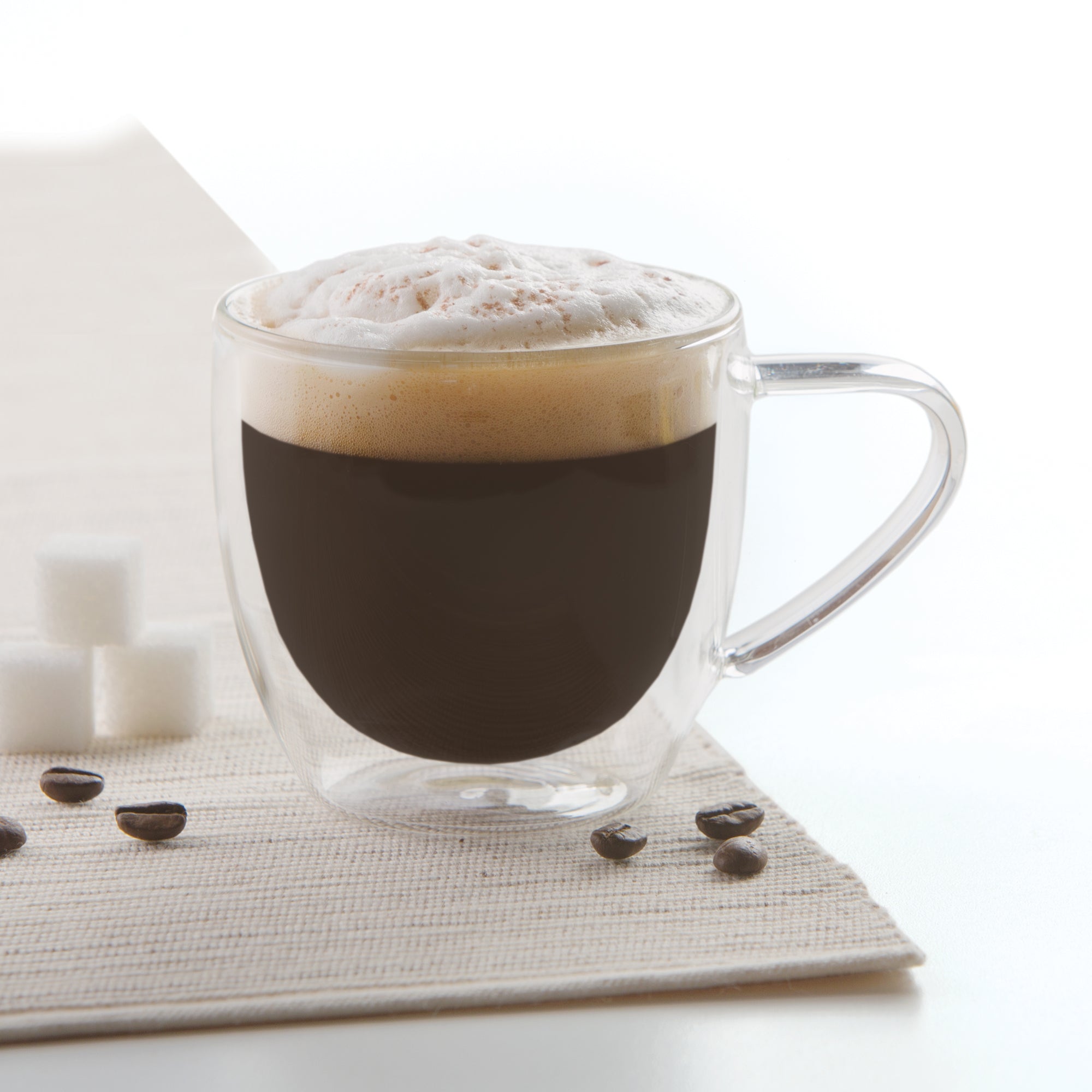 Insulated Double-Wall Glass Coffee Tea Hot or Cold Beverage Mug 4 Piece Set 225ml, Barista 