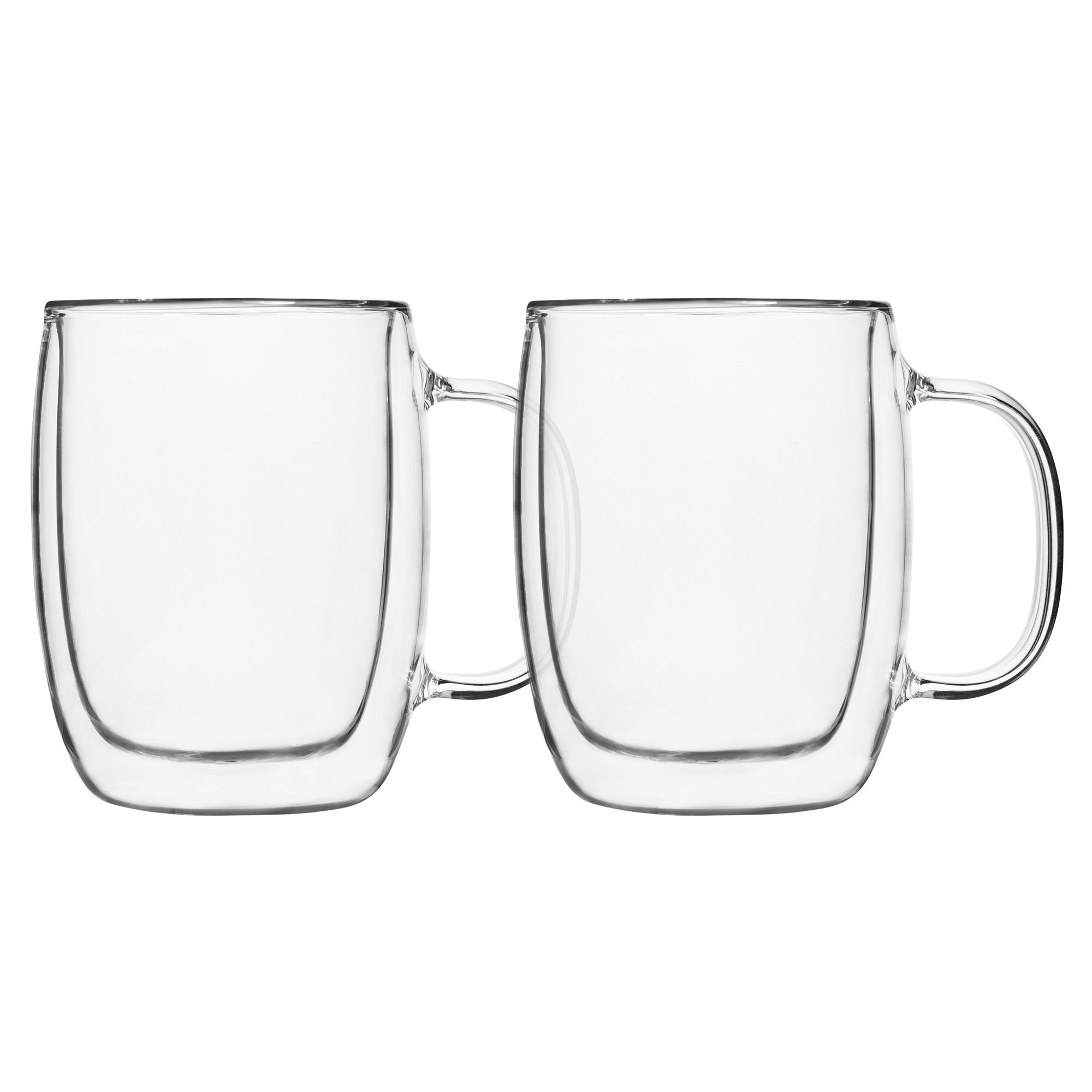 Insulated Double-Wall Glass Coffee Tea Hot or Cold Beverage Mug 4 Piece Set 350ml, Barista 