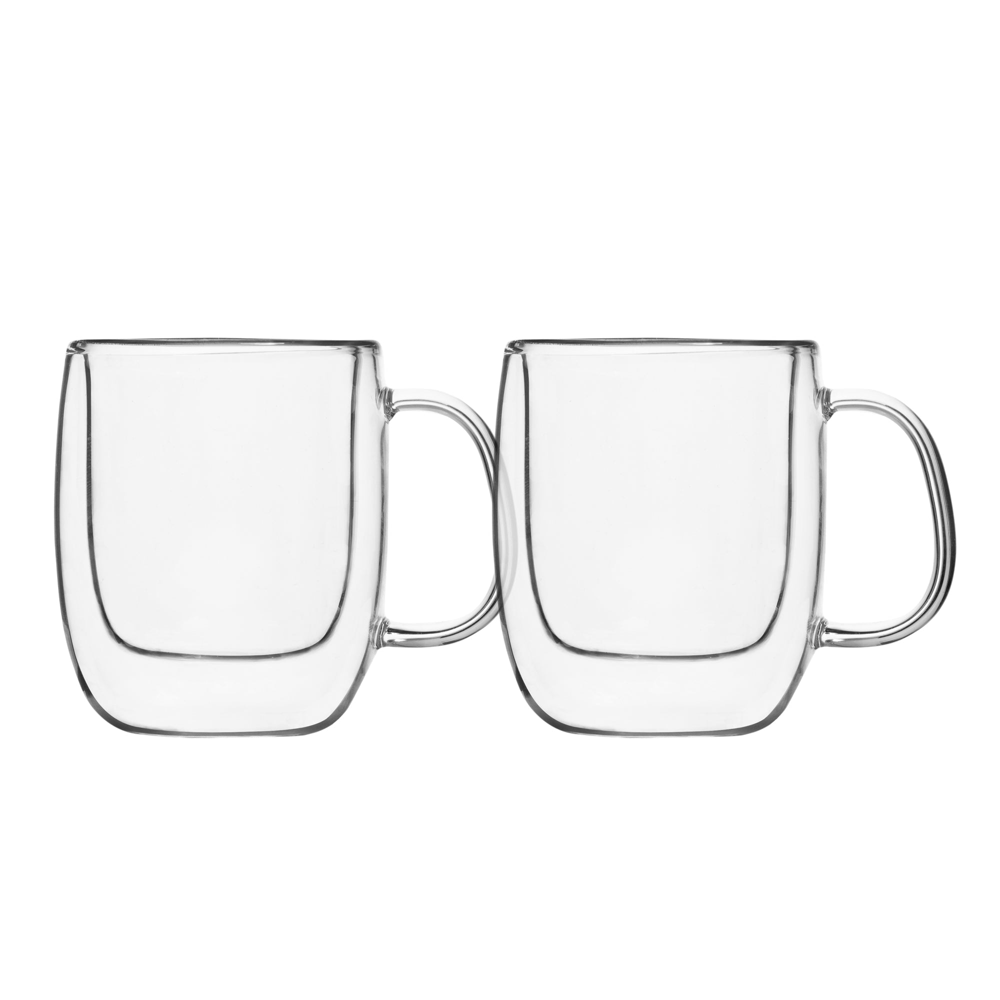 Insulated Double-Wall Glass Coffee Tea Hot or Cold Beverage Mug 4 Piece Set 80ml, Barista 