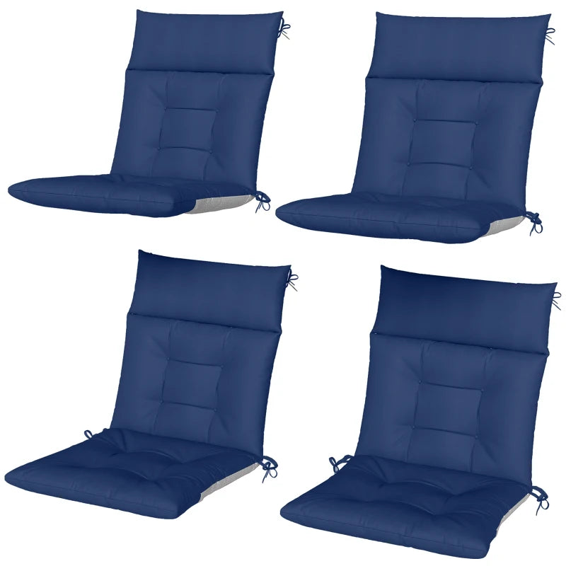 Patio Chair Cushions Set of 4, Waterproof Non-Slip Lounge Chair Cushions, 44"x21", Navy Blue