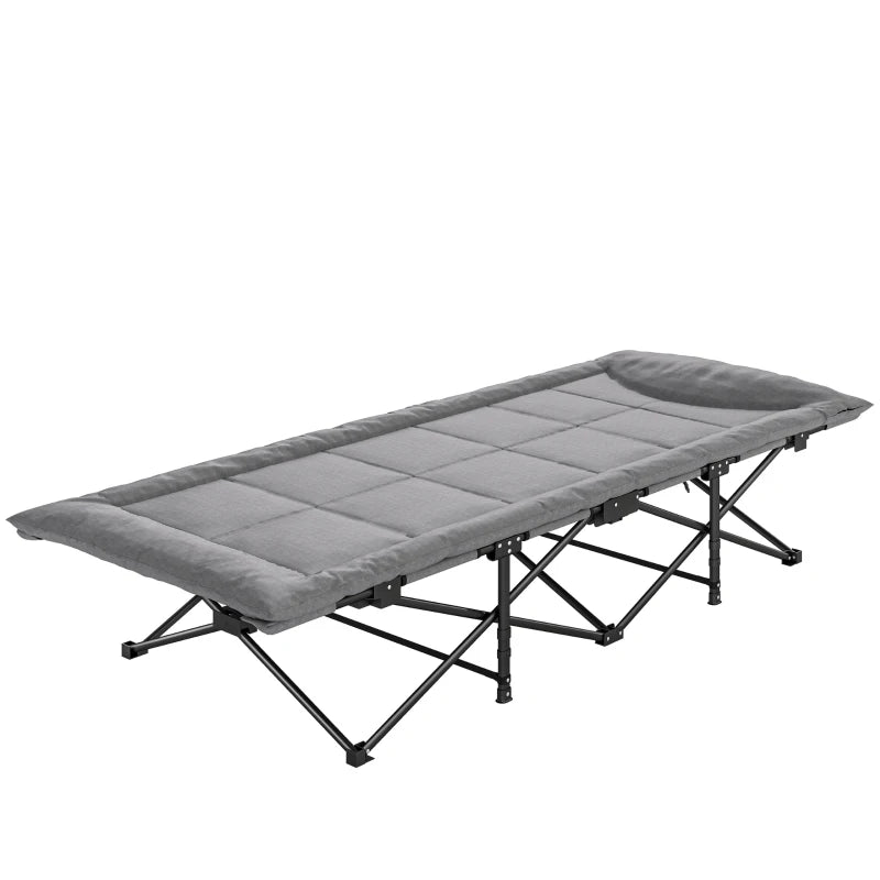 Camping Cot for Adults with Padded Cushion, 31.5" Wide Folding Bed with Carry Bag and Non-Slip Feet, Grey