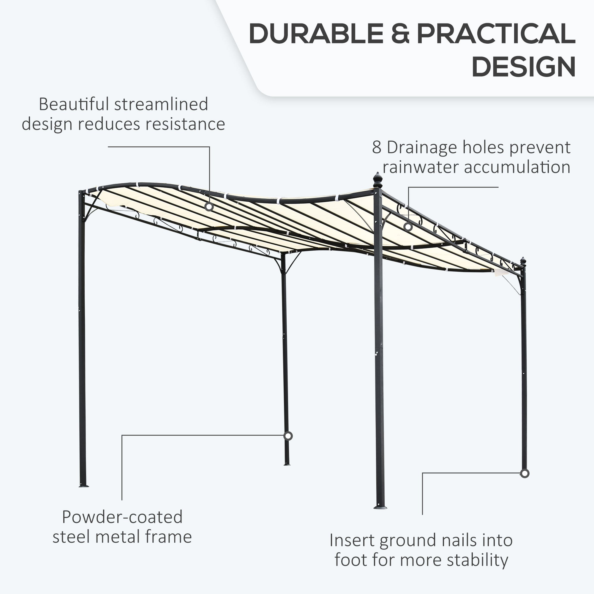 Outsunny 10 x 10ft Outdoor Pergola, UV-Blocking Canopy with Adjustable Height Frame for Garden & Patio, Cream White 