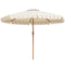 9 ft Patio Umbrella with Push Button Tilt and Crank, Double-ruffled Outdoor Market Table Umbrella Parasoll, Cream White