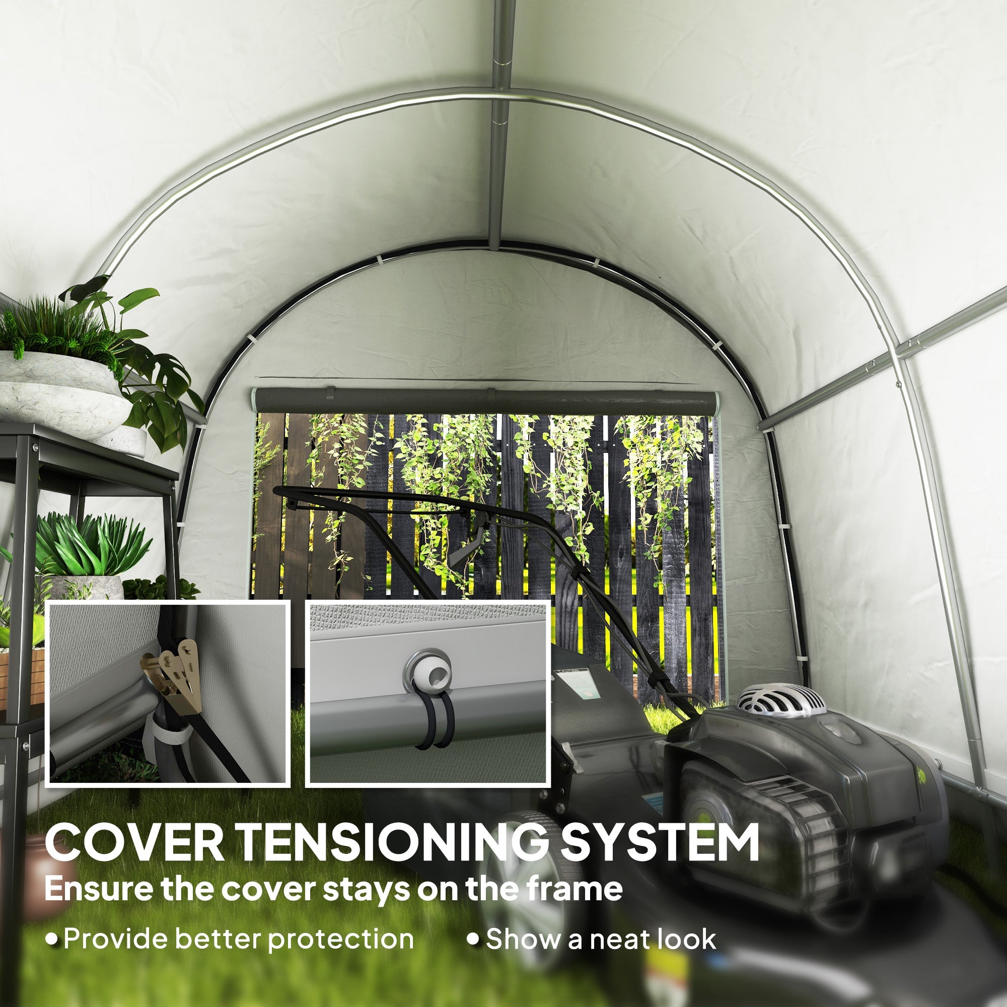 Outsunny 10' x 10' Outdoor Storage Tent, Heavy Duty and Waterproof Portable Shed for Bike, Motorcycle & Garden Tools, Light Grey 