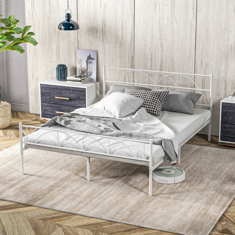 Metal Queen Platform Bed Frame with Headboard, Steel Slat Support, Underbed Storage, No Box Spring Needed, Easy Assembly