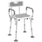 Adjustable Shower Chair with Arms Back and Padded Seat, Light Grey
