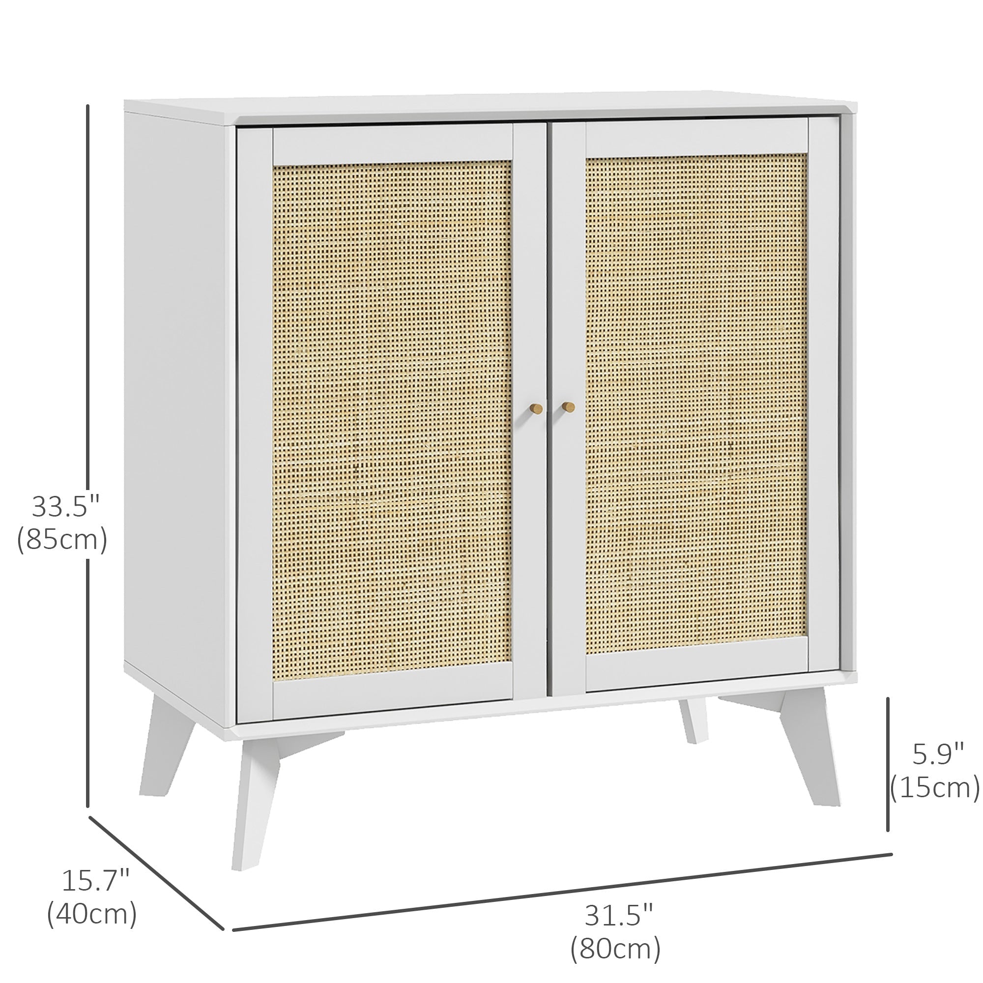 HOMCOM Bohemian Bliss: Rattan Door Sideboard Cabinet with Adjustable Shelf for Dining Room, Kitchen Storage 