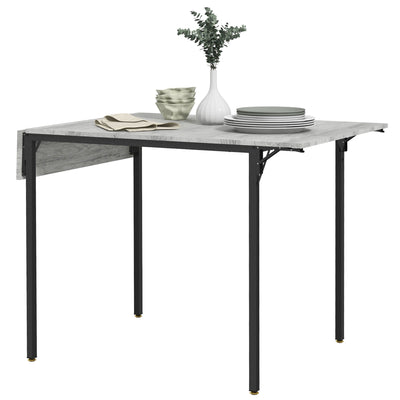 HOMCOM Drop Leaf Folding Extendable Dining Table Small Space Kitchen 2 to 4 People Grey 