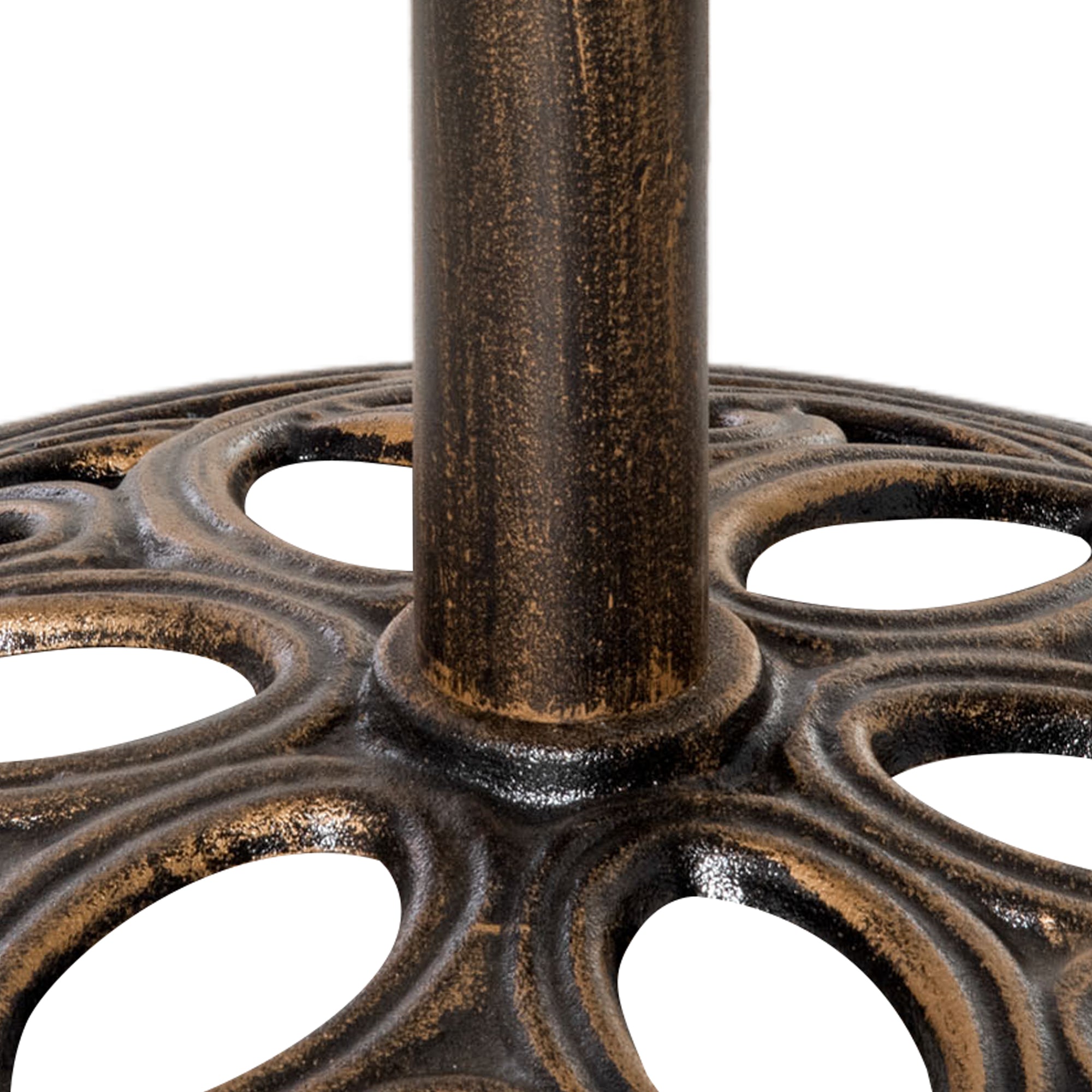 Outsunny Round Cast Iron Patio Umbrella Base: Outdoor Stand Holder for Φ38/48mm Poles, Bronze 