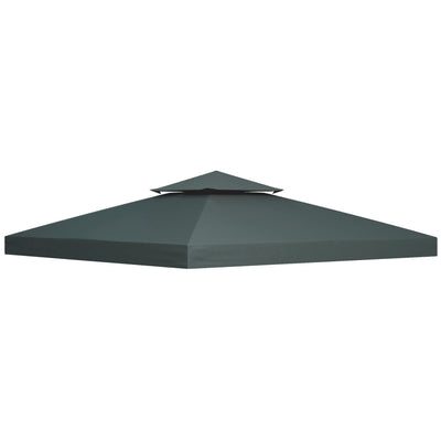 Outsunny 9.8' x 9.8' Square 2-Tier Gazebo Canopy Replacement Top Cover Outdoor Garden Sun Shade, Dark Grey 