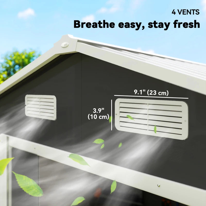 7.7' x 6.5' Outdoor Metal Garden Shed House Hut Gardening Tool Storage with Ventilation, Dark Grey