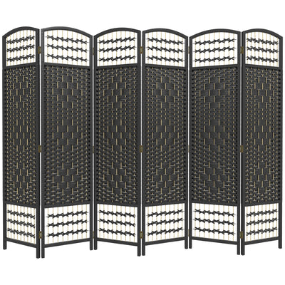 HOMCOM Stylish Wave Room Divider Screen: 6-Panel Folding Fiber Privacy Partition for Home & Office, Black 