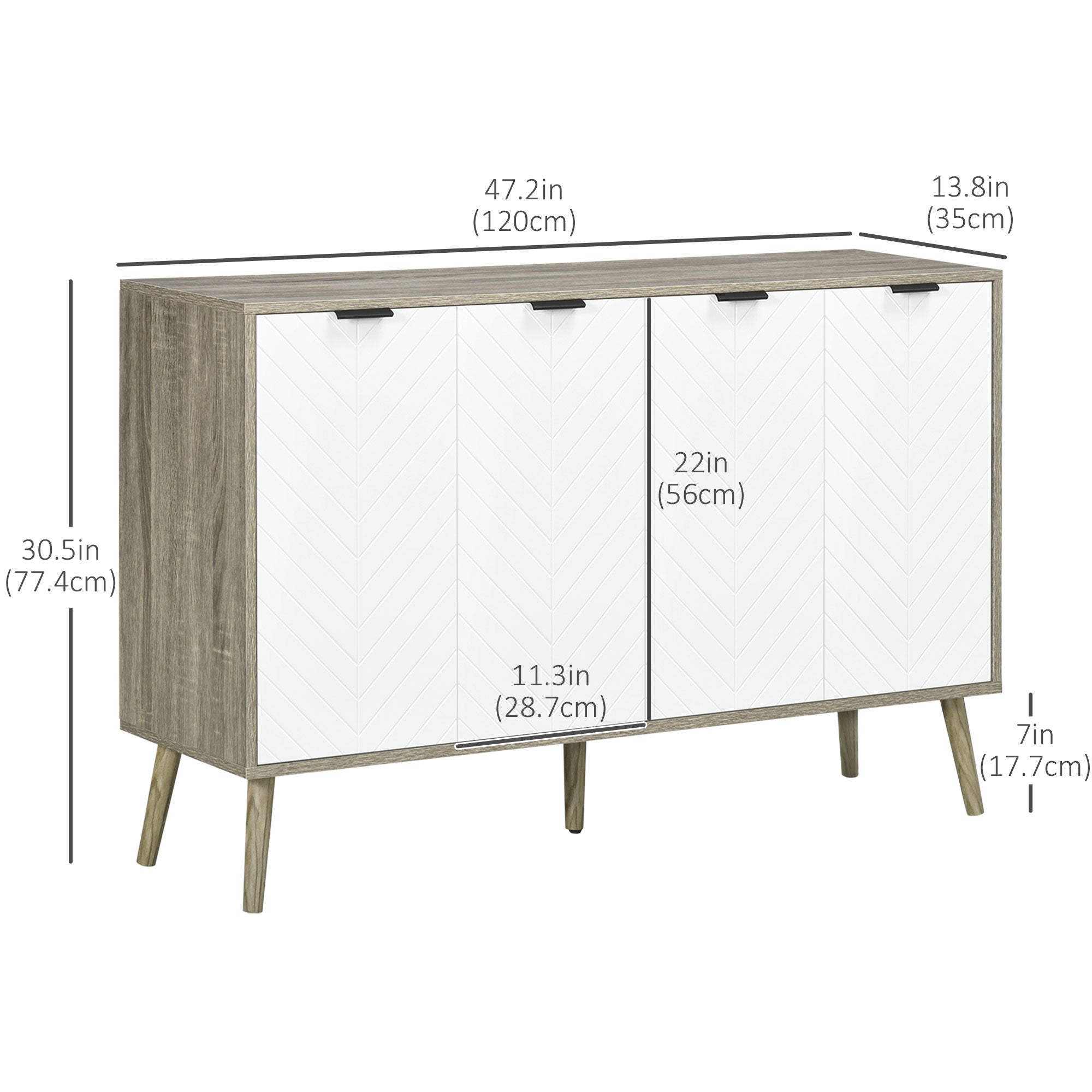 HOMCOM Greyish Brown Storage Cabinet: Sideboard Bar Cabinet, Accent Cupboard with Adjustable Shelves for Kitchen, Dining Room 