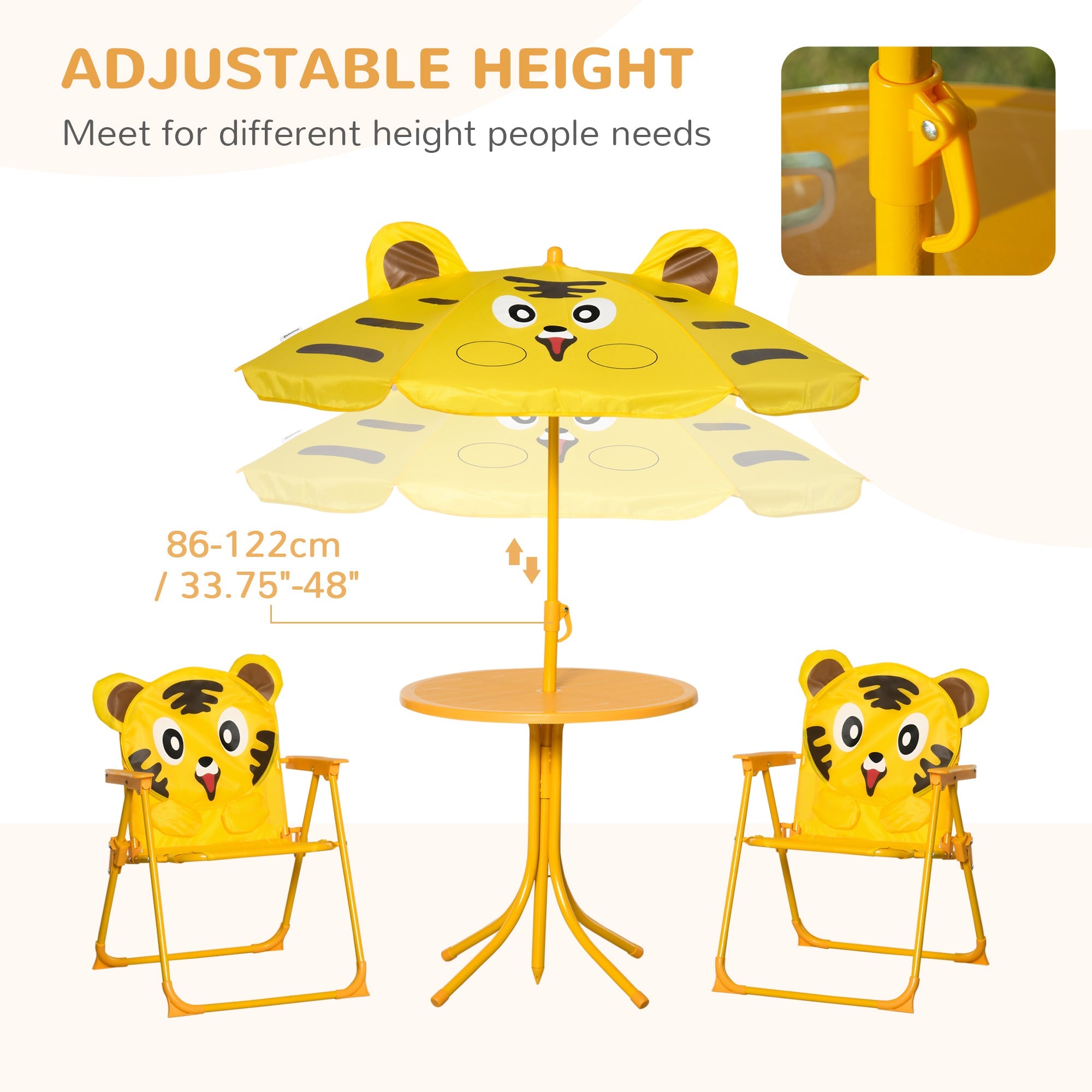 Outsunny Kids Picnic Table Chair Set Outdoor Folding for Patio Backyard Fun Aged 3-6 Years 