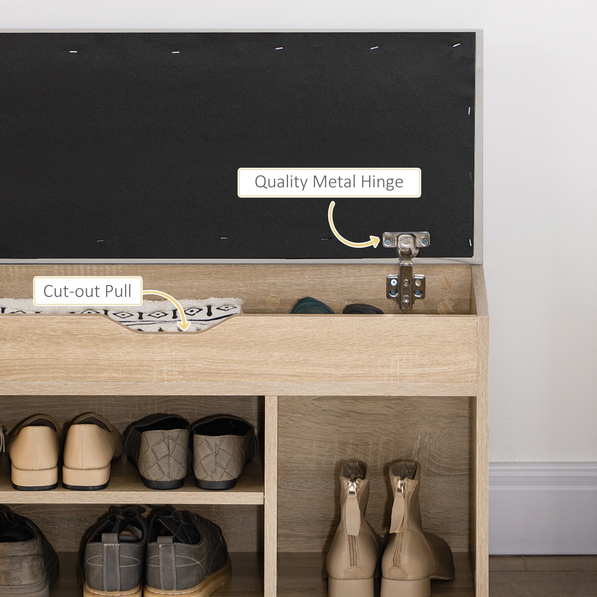 HOMCOM Grey 2-Tier Shoe Locker Bench: Cushioned Seating & Storage Rack for Entryway or Living Room 