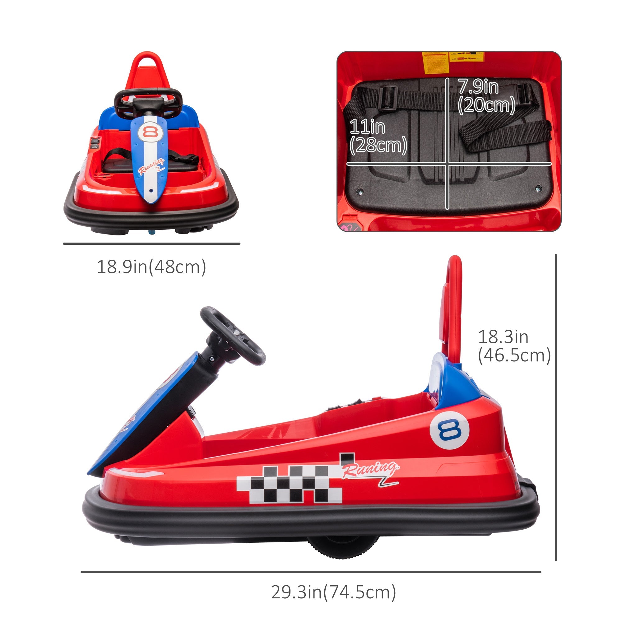 Aosom Kids Bumper Car: 6V Electric, 360° Spin, Twin Motors, Horn, Lights, Safety Belt, Red 