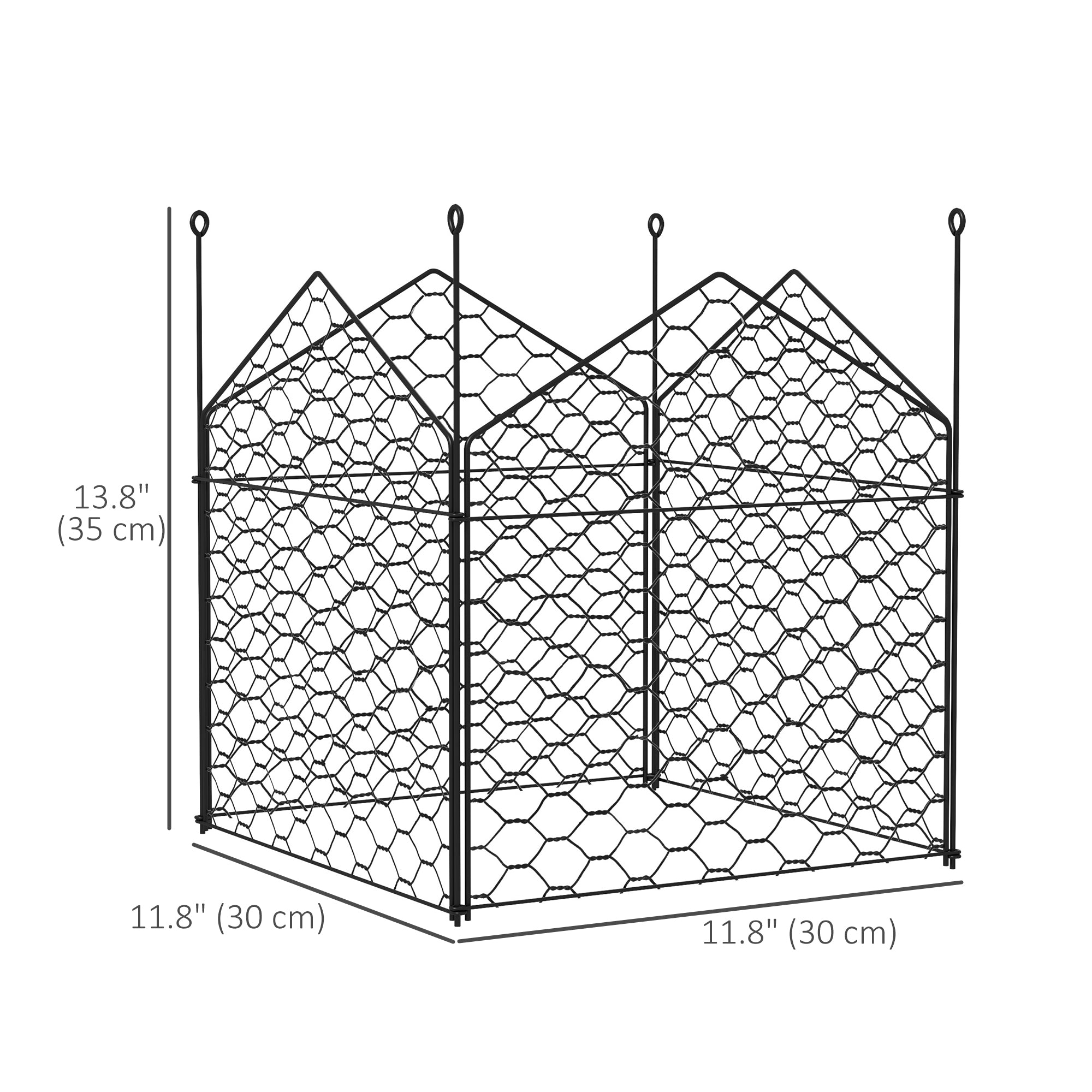 Outsunny 4 Pack Metal Garden Cloches 12"x14" Plant Cages Black Crop Protection to Keep Animals Out 