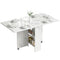 Extendable Dining Table, Collapsible Folding Table with 2-tier Shelves and Rolling Casters, Marble White
