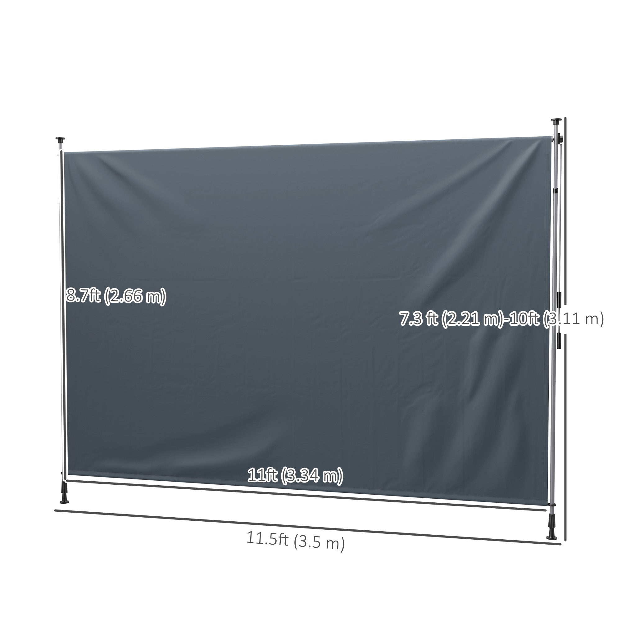 Outsunny 11.5' x 10' Manual Retractable Patio Awning, Outdoor Privacy Screen with UPF30+ & Water-Resistant Fabric, Dark Grey 