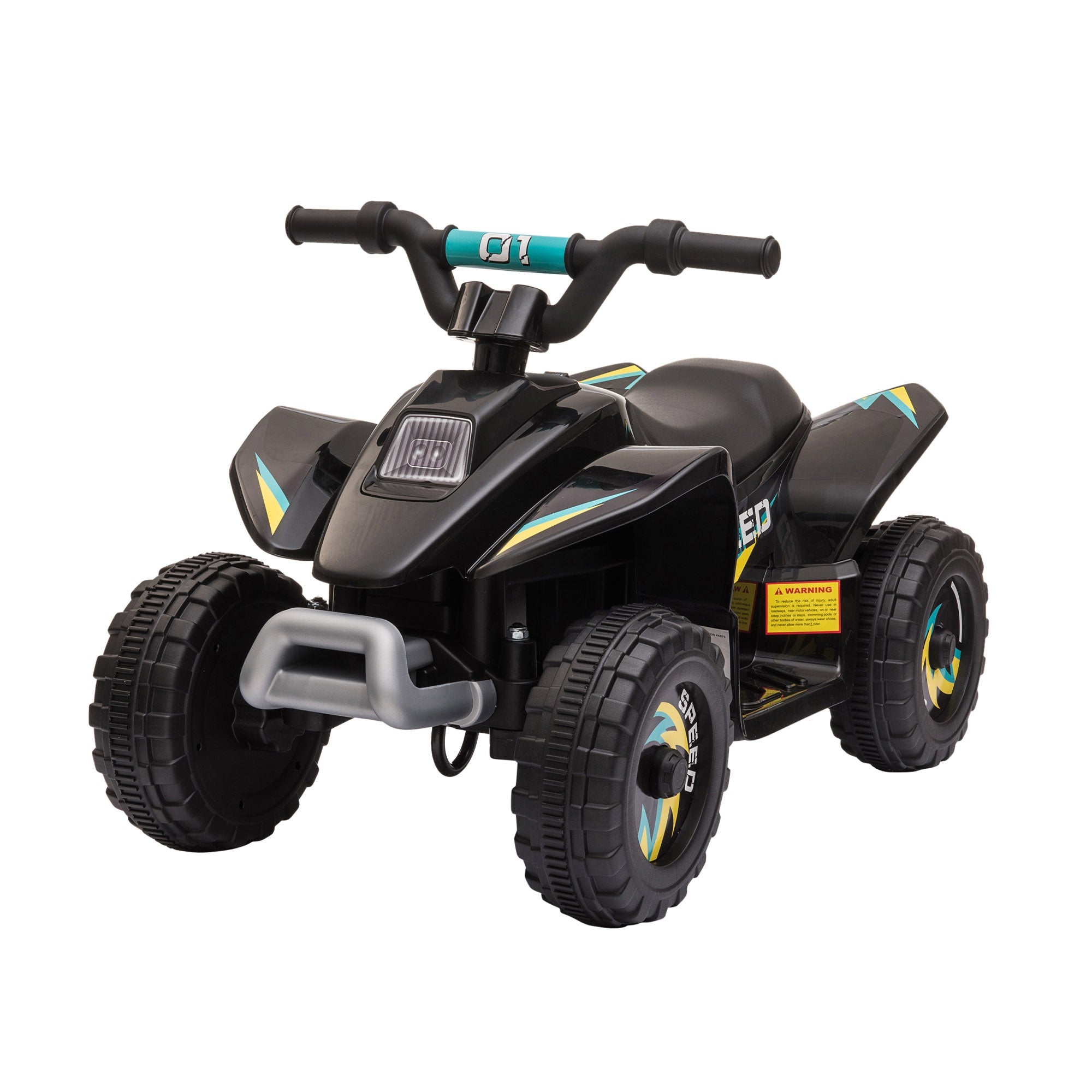 Aosom Kids Ride on ATV, 6V Battery Powered Quad Car with Forward, Reverse Switch, for Boys Girls 18-36 Months, Black 