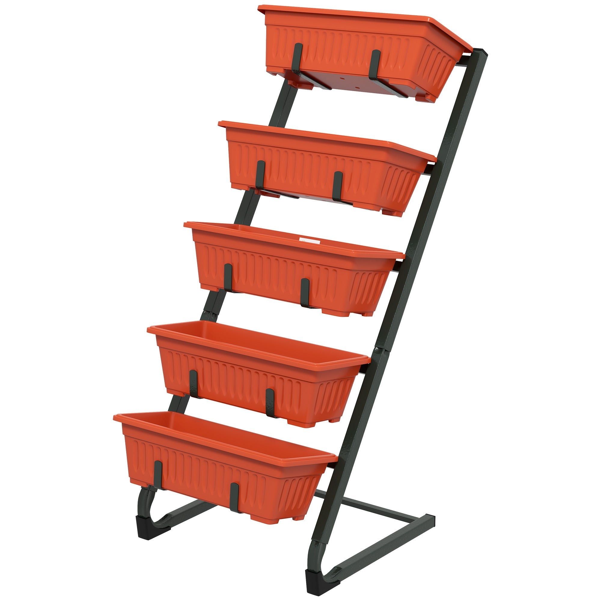 Outsunny 5-Tier Vertical Raised Garden Planter with 5 Container Boxes, Outdoor Plant Stand for Vegetable Flowers, Red 