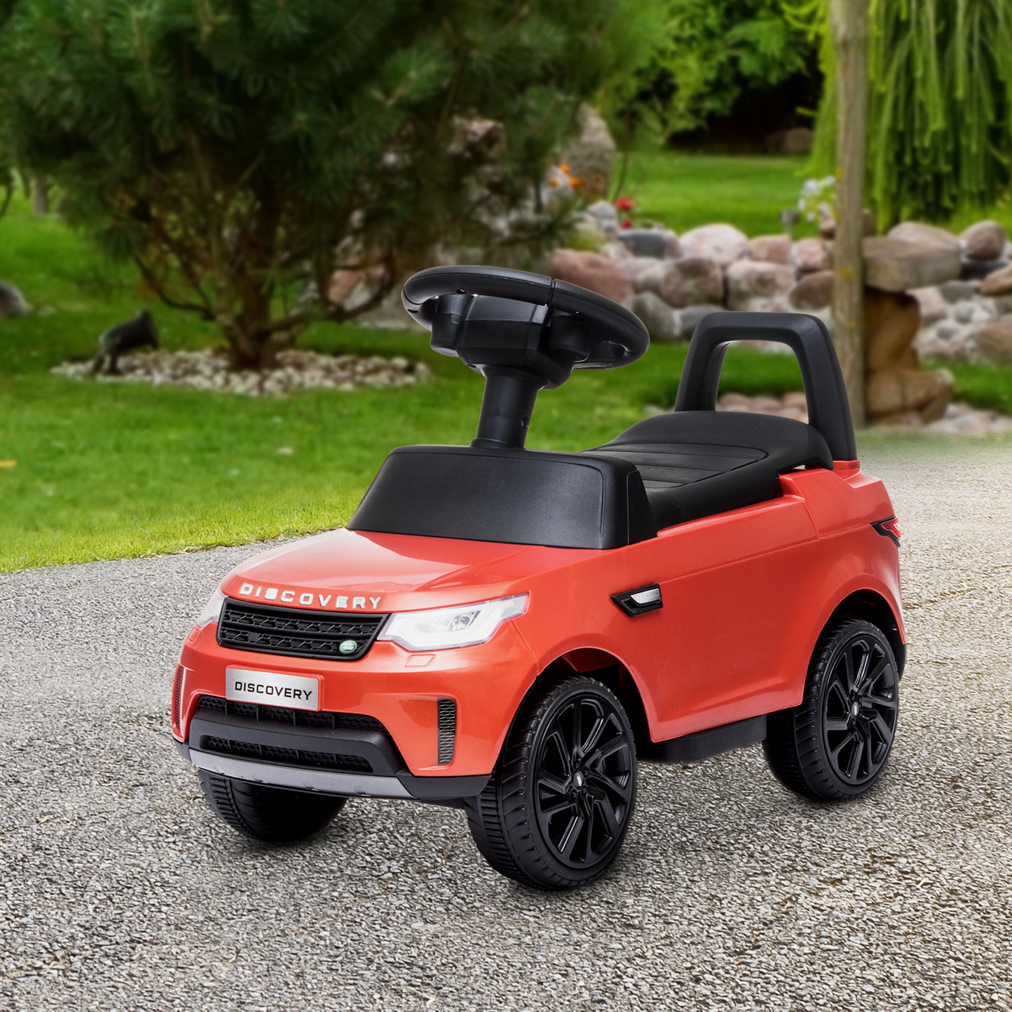 Qaba 2 in 1 6V Land Rover Licensed Electric Car for Kids, Sliding Car with Music Horn Headlights, for 18-60 Months Red 