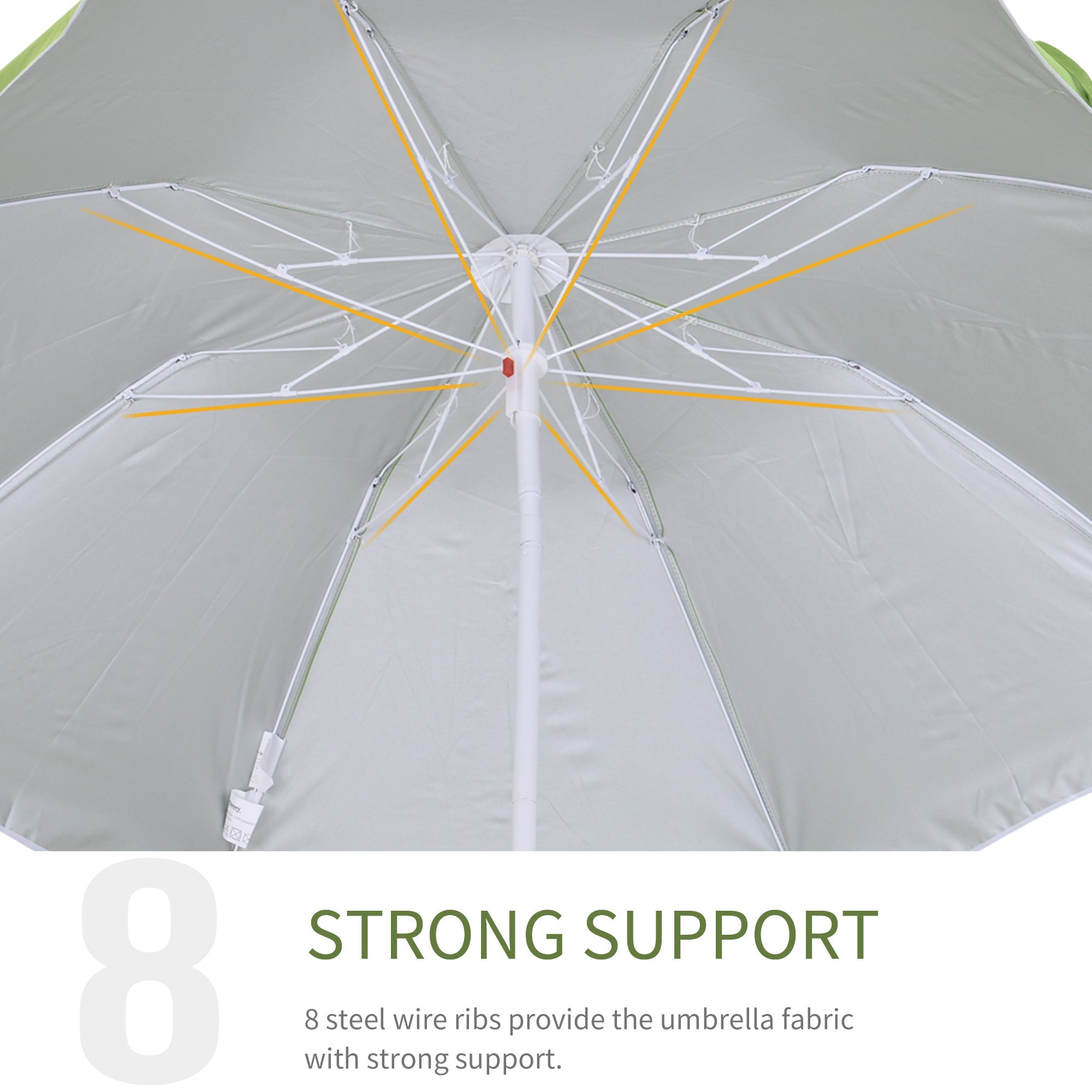 Outsunny 6.7ft Beach Umbrella with Push Button Tilt, Ruffled Outdoor Umbrella with Carry Bag and 8 Ribs, Green 