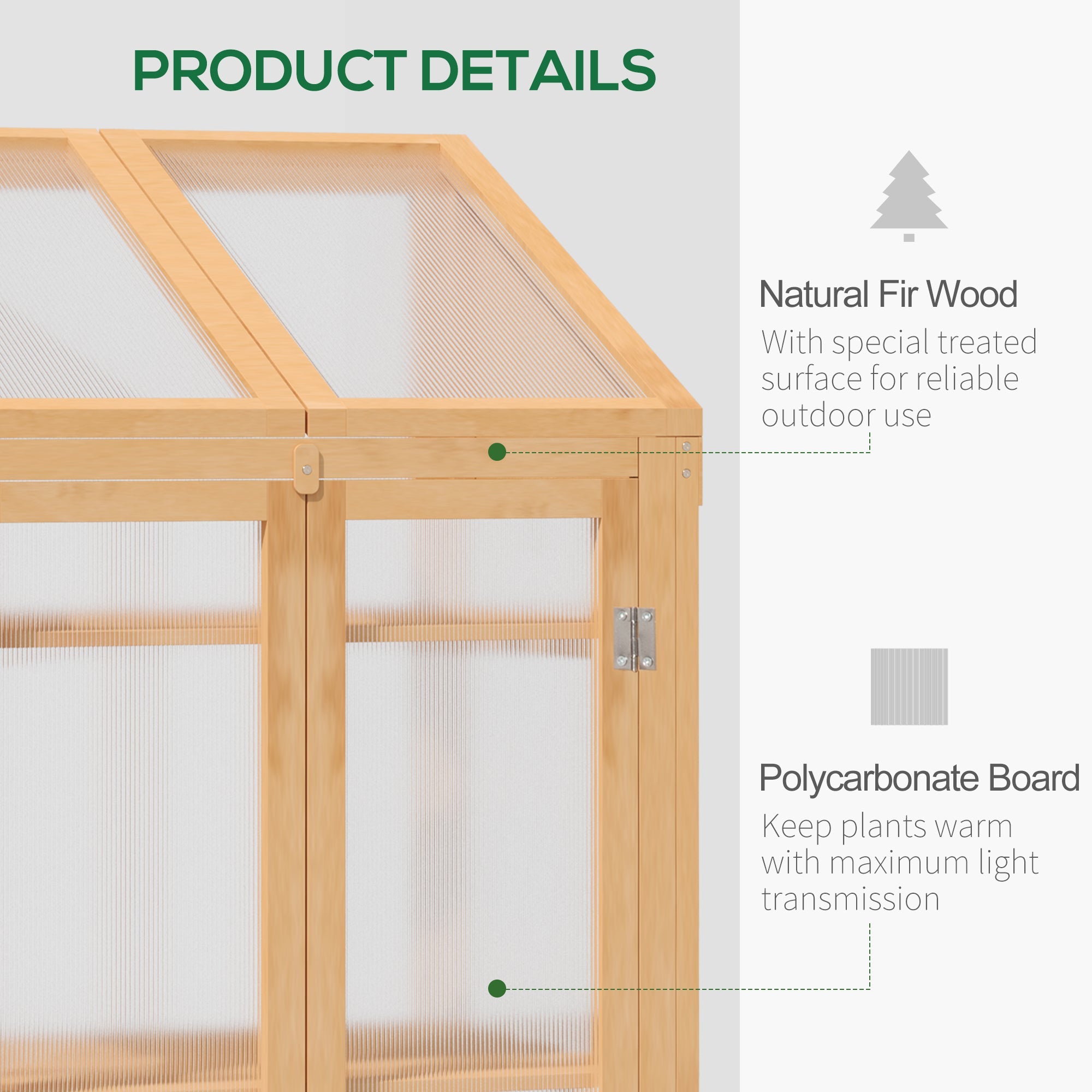Outsunny 27.5"x19.75"x47.25" Wooden Cold Frame Greenhouse Raised Planter Bed Protection Openable Top 3 Shelves Brown 