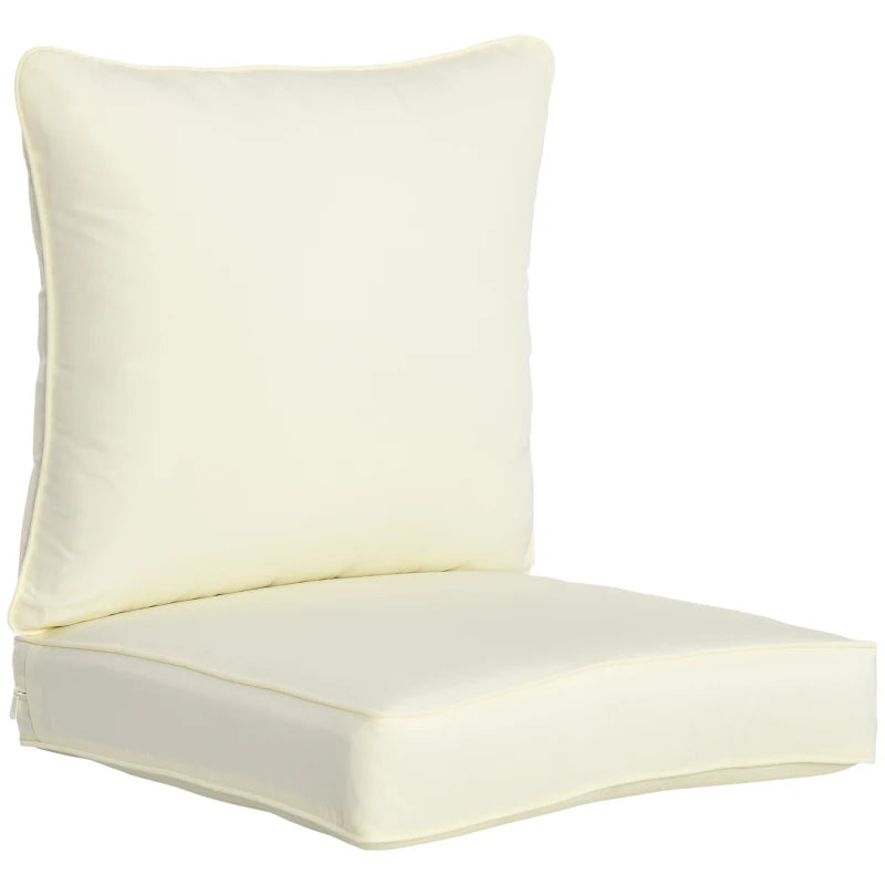 Patio Chair Cushions, Thick Deep Seat Outdoor Seat Cushion with Back Cushion, Cream White
