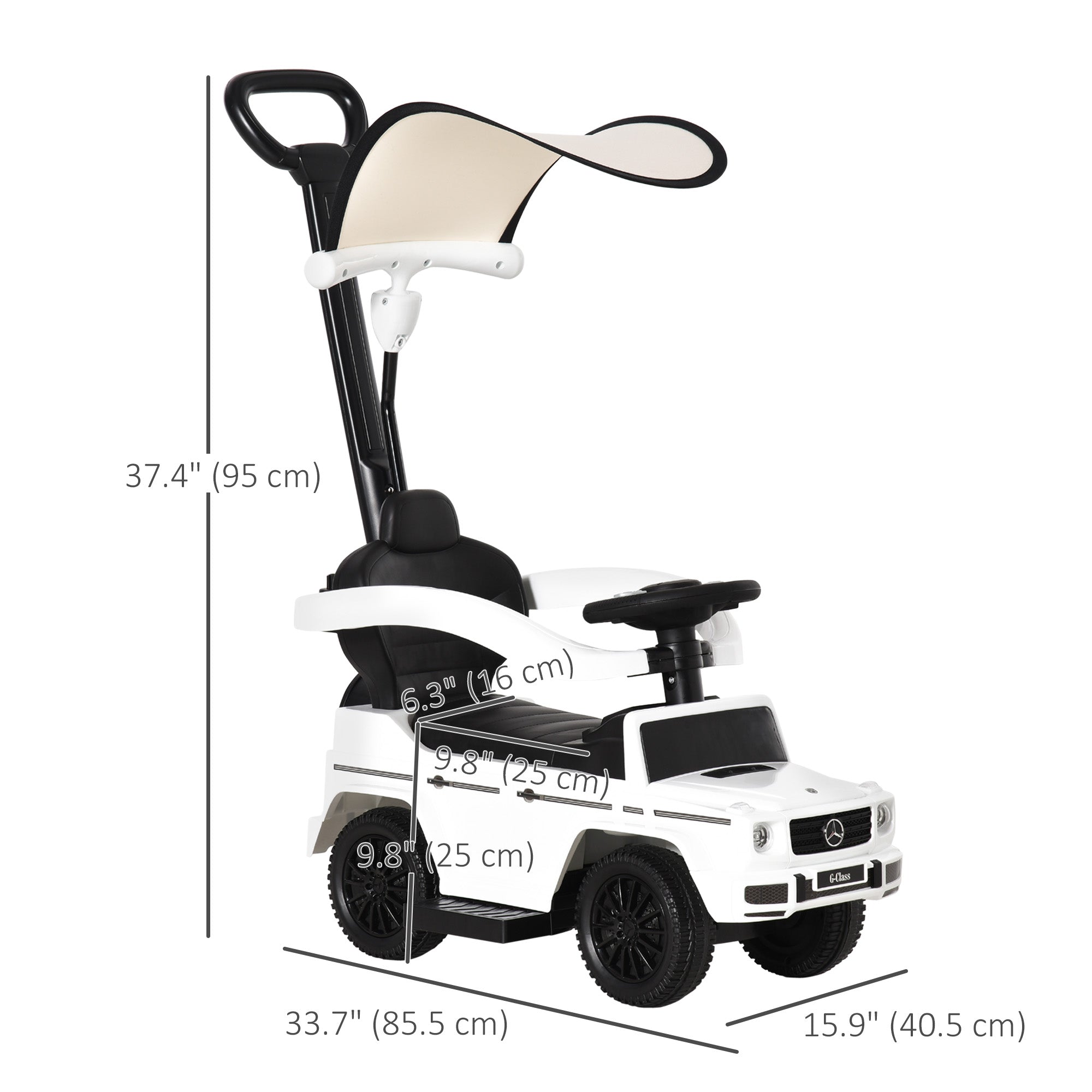 Aosom Mercedes-Benz G350 Ride-on Sliding Car Walker Push-Along with Horn Steering Wheel NO POWER Manual Under Seat Storage Design White 