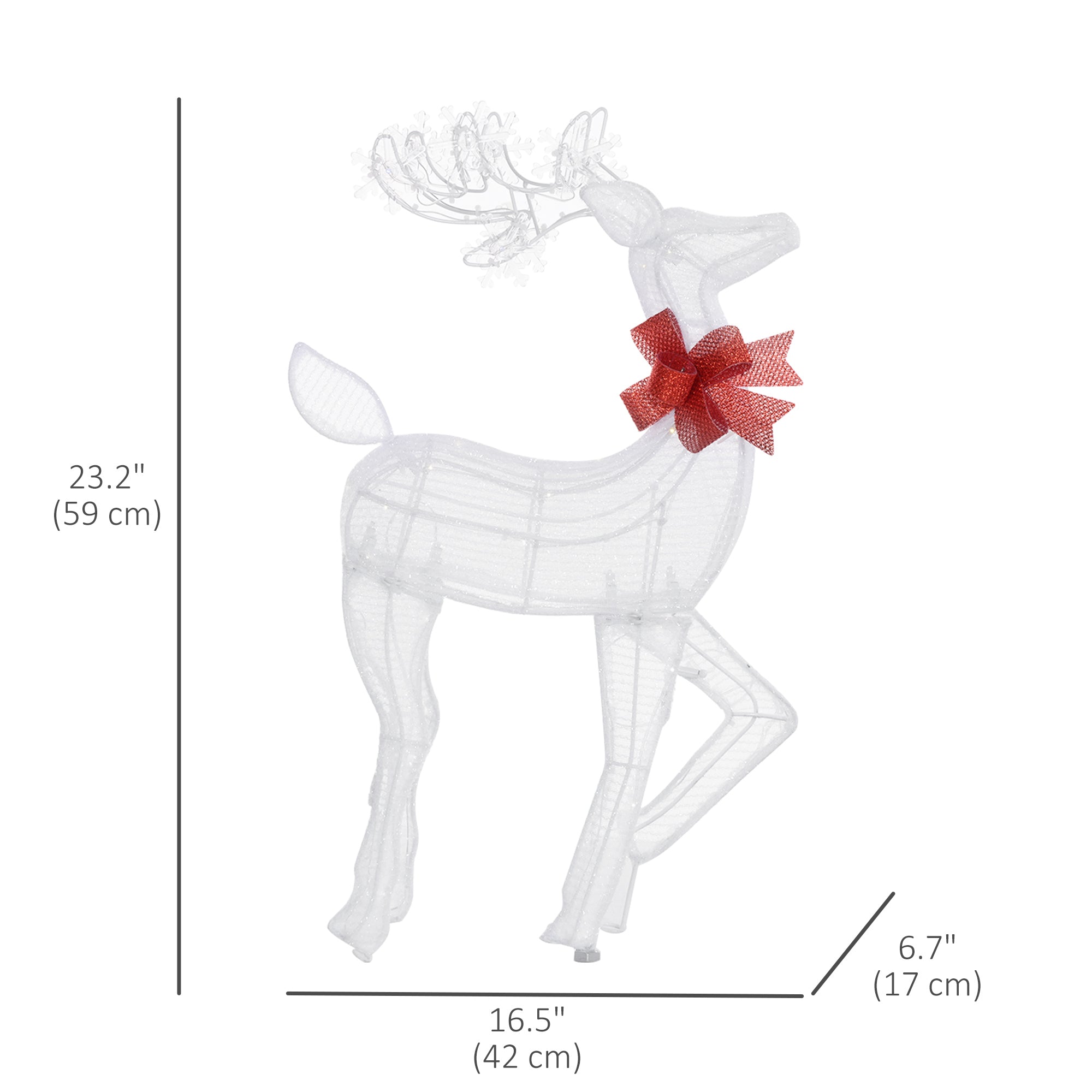 Outsunny Light Up Reindeer Yard Decoration, Lighted Deer Christmas Decoration for Indoor, Outdoor, Garden, Lawn, White 