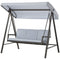 Outsunny 3 Seater Patio Swing Chair, Porch Swing with Adjustable Canopy and Removable Cushions, Outdoor Swing Seat, Light Grey