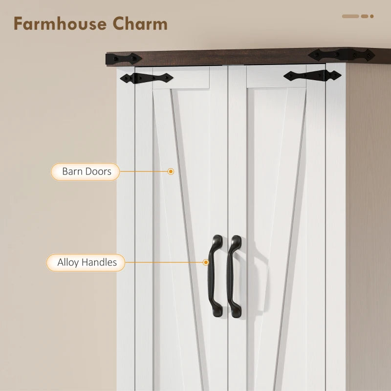 72" Pantry Cabinet, Farmhouse Freestanding Kitchen Storage Cabinet with Adjustable Shelves for Dining Room, White