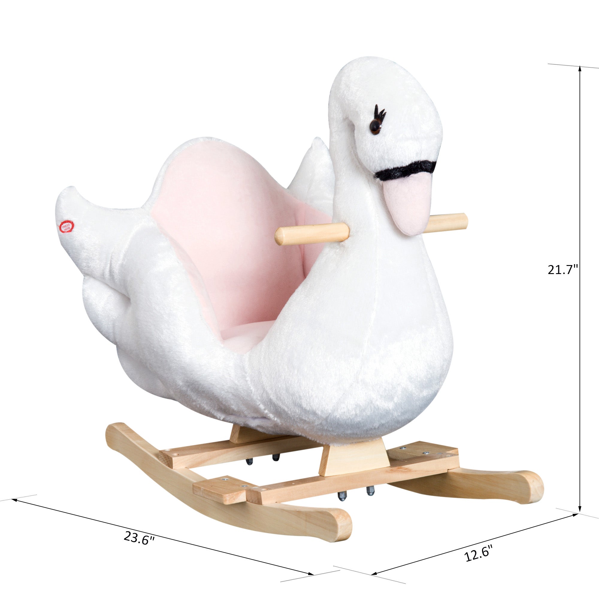Qaba Plush Swan Rocking Horse for Kids - Soft & Warm Ride-On Toy with Lullaby Song, Perfect Gift for Ages 18 Months & Up 