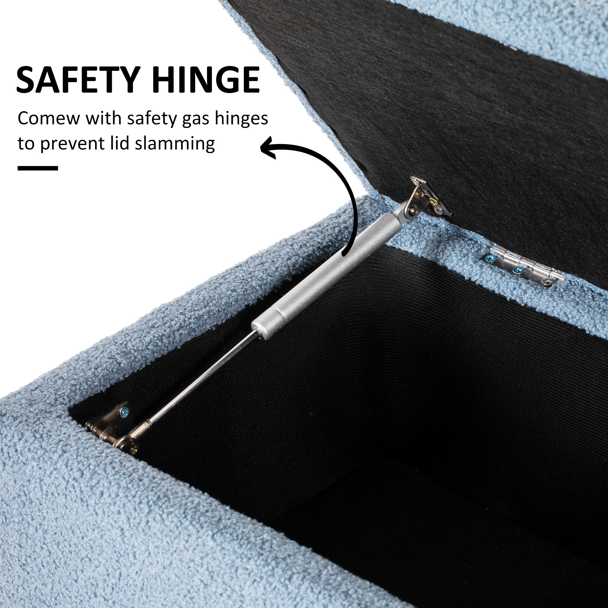 HOMCOM Modern Storage Bench, Ottoman with Storage and Lamb's Wool Upholstery for Living Room, Bedroom, Blue 