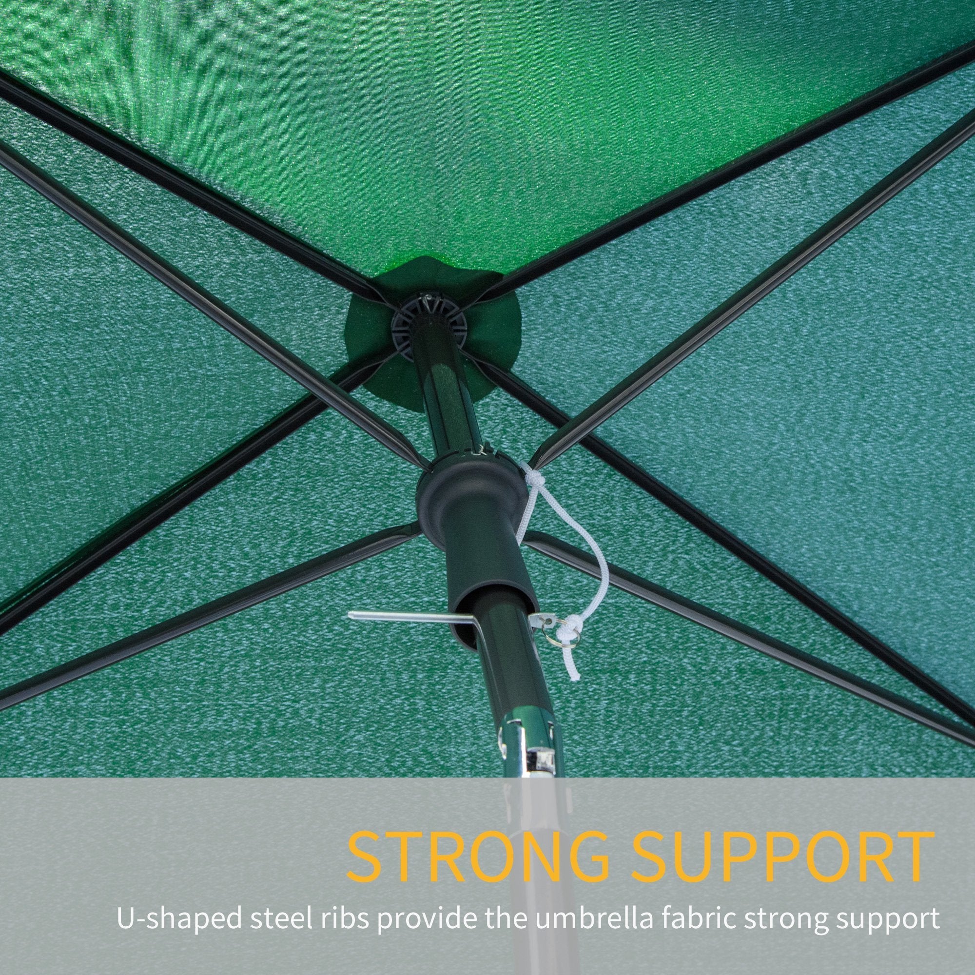 Outsunny 6.5x4ft Rectangle Patio Umbrella Aluminum Tilt Adjustable Sun Shade for Garden Outdoor Green 