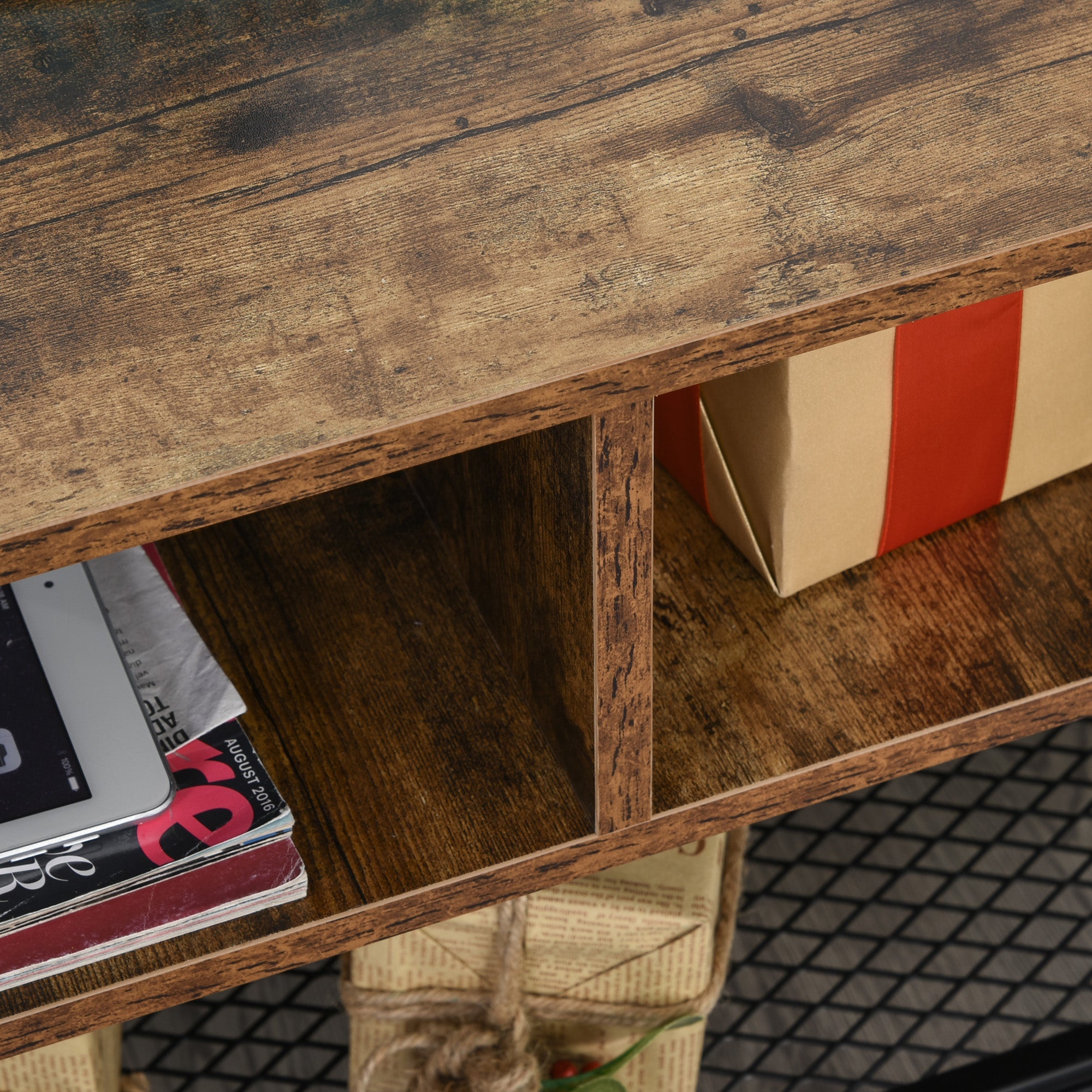 HOMCOM Mid Century TV Stand: For TVs up to 45", Media Console, Flat Screen, Entertainment Center, Rustic Brown 