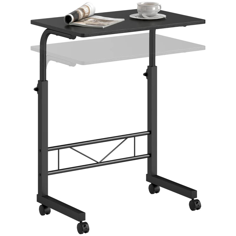 Mobile Standing Desk with Adjustable Height, 23.5 inch Stand Up Desk with Wheels, Black