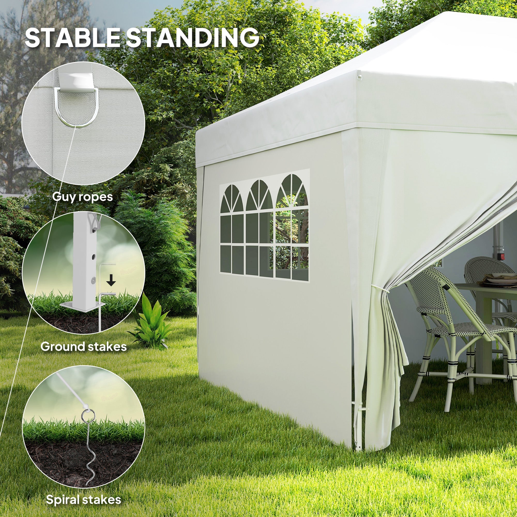 Outsunny 10' x 20' Pop Up Canopy Tent Outdoor Portable Easy Up Party Tent Garden Shade Shelter with Walls Carrying Bag, White 