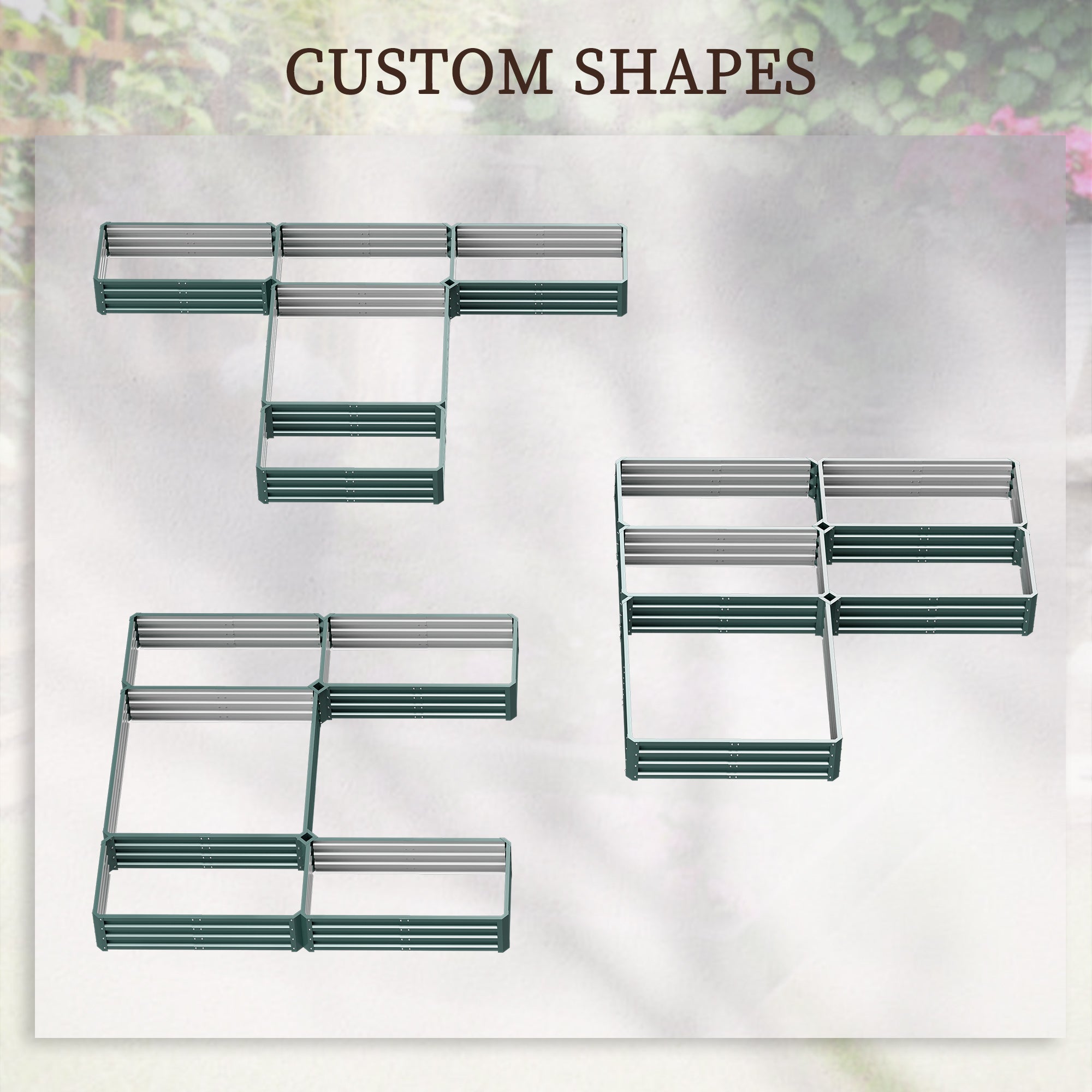 Outsunny Steel Raised Garden Bed, Set of 5 Large Box Planters for Outdoor Plants Vegetables Flowers Herbs, 8x8x1ft, Green 