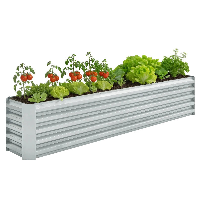 8 x 1.3 x 1.5ft Galvanized Raised Garden Bed, Reinforced Outdoor Planter Box with Open Bottom, Silver
