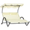 Outsunny Patio Chaise Lounge Chair Outdoor w Sunshade Roof Wheels Breathable Mesh Bed Pillows