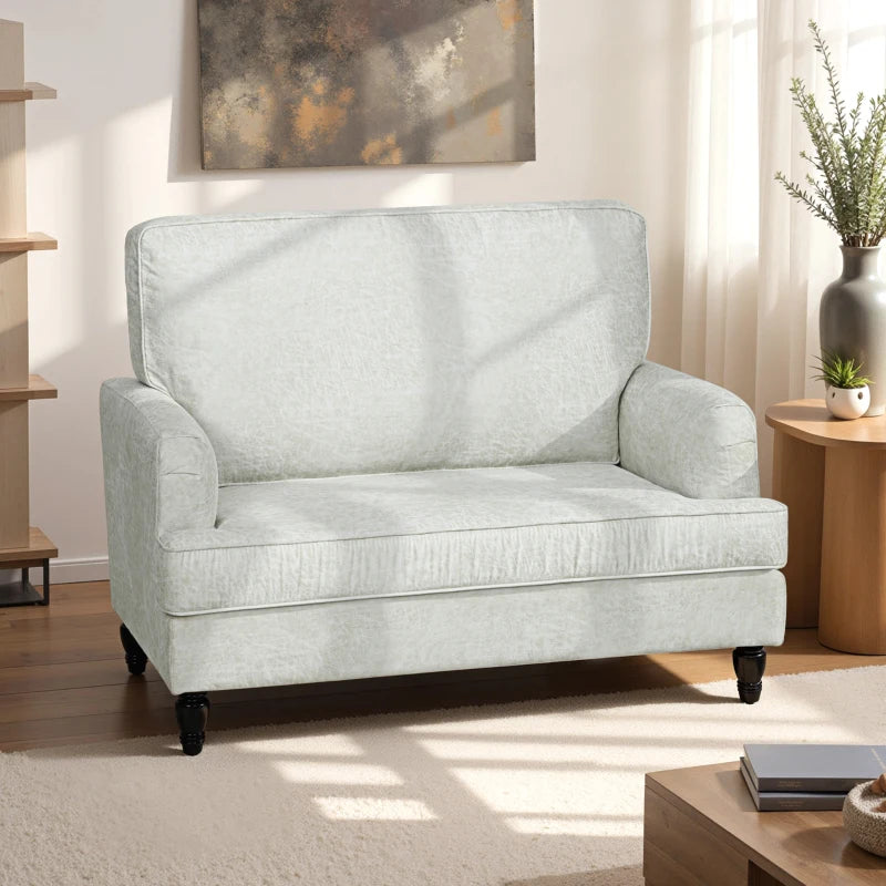 Modern Accent Chair, Leathaire Armchair with Turned Legs and Wide Seat, Single Sofa for Bedroom, Living Room, Cream White
