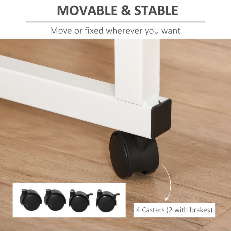 Mobile Standing Desk with Adjustable Height, 23.5 inch Stand Up Desk with Wheels, Natural Wood