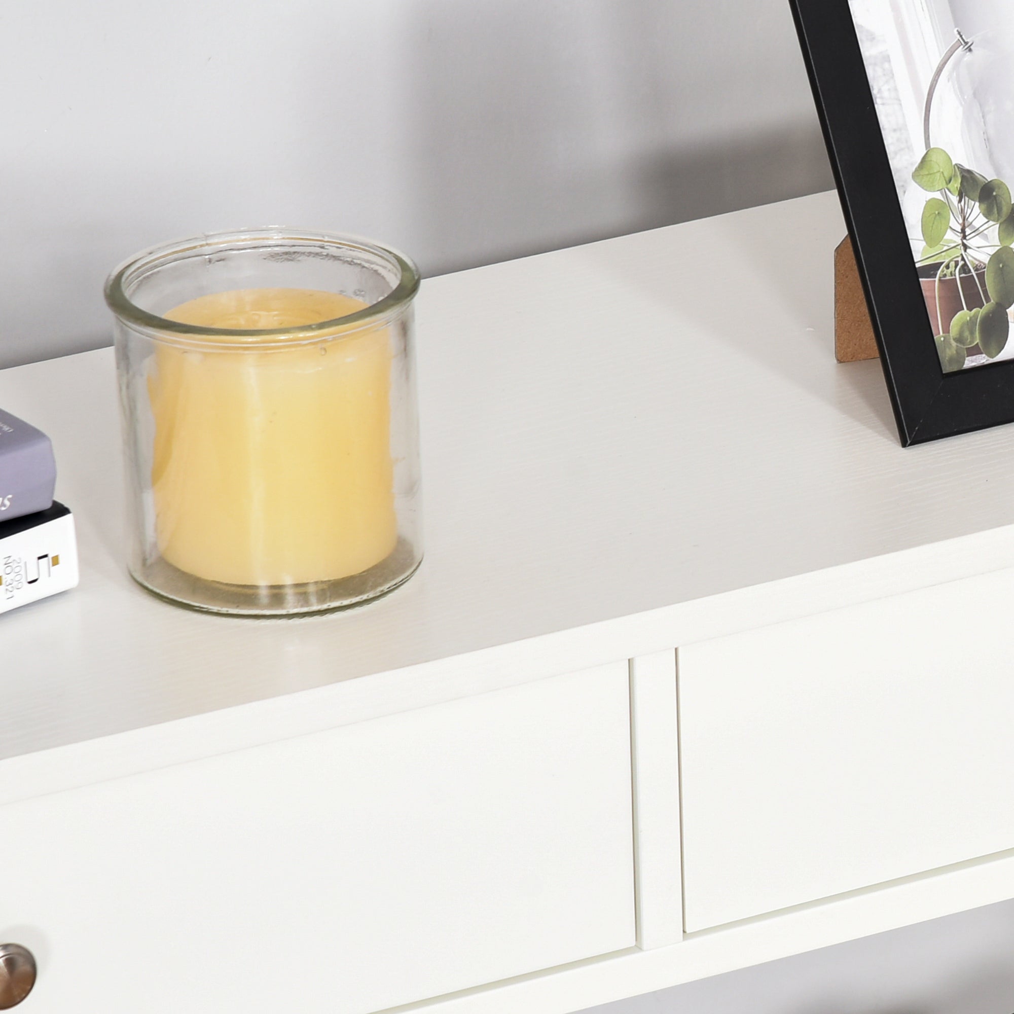 HOMCOM X-Frame Console Table: Sofa Side Table with Storage Shelves & Drawers, Living Room/Entryway, White 
