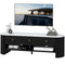 TV Stand, Modern TV Table with Marble-Effect Top, 3 Drawers and 2 Open Shelves for 32-65 Inch Television, Black